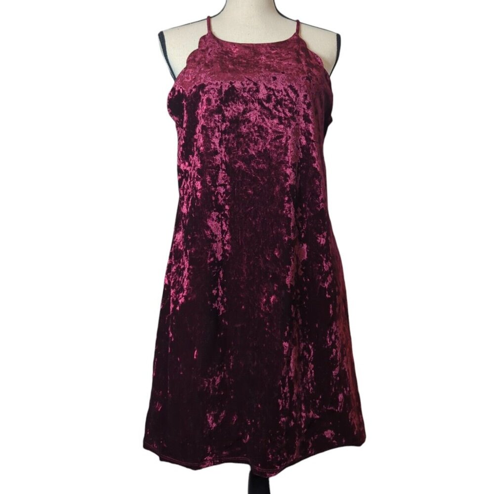 Womans Dress Sz L Cocktail Formal Sheath Spaghetti Strap Oxblood Vamp Fairy Goth